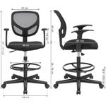 Casa si Gradina - Mobilier - Scaune si fotolii - Scaune - Scaun de birou inalt, rotativ, suport picioare reglabil, ajustare pe inaltime 55-75 cm, 64x64x97 cm, negru - Infinity.ro
