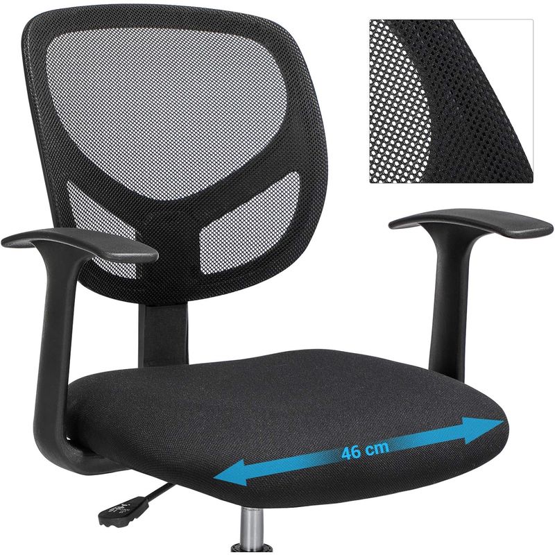 Casa si Gradina - Mobilier - Scaune si fotolii - Scaune - Scaun de birou inalt, rotativ, suport picioare reglabil, ajustare pe inaltime 55-75 cm, 64x64x97 cm, negru - Infinity.ro