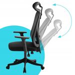 Casa si Gradina - Mobilier - Scaune si fotolii - Scaune - Scaun birou ergonomic, reglabil, cu suport lombar si tetiera, plasa mesh, maxim 120 kg, 50x50x126 cm, negru - Infinity.ro