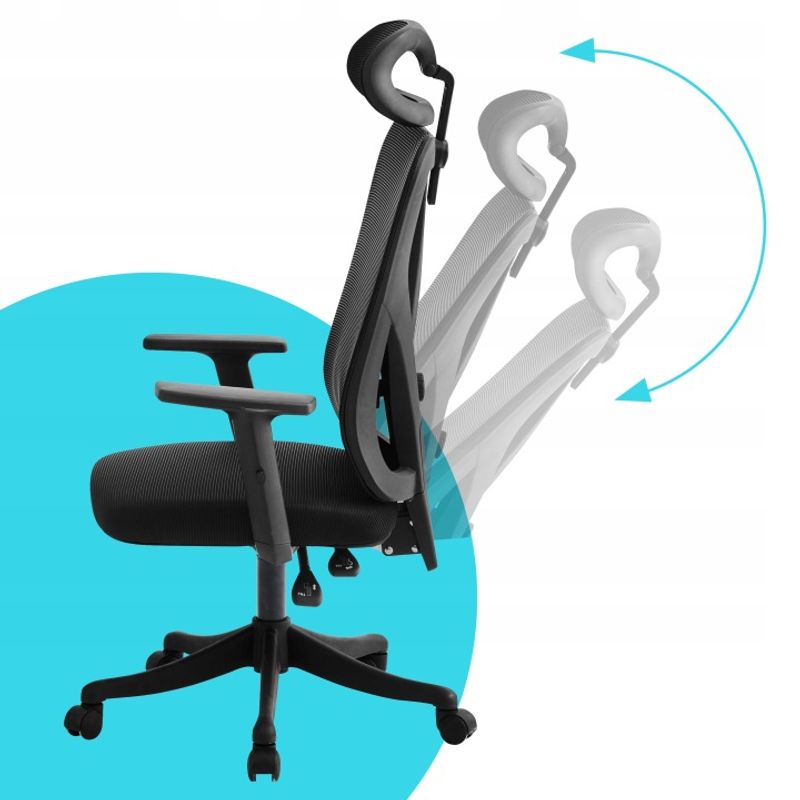 Casa si Gradina - Mobilier - Scaune si fotolii - Scaune - Scaun birou ergonomic, reglabil, cu suport lombar si tetiera, plasa mesh, maxim 120 kg, 50x50x126 cm, negru - Infinity.ro