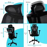 Casa si Gradina - Mobilier - Scaune si fotolii - Scaune - Scaun birou ergonomic, reglabil, cu suport lombar si tetiera, plasa mesh, maxim 120 kg, 50x50x126 cm, negru - Infinity.ro