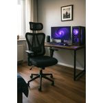 Casa si Gradina - Mobilier - Scaune si fotolii - Scaune - Scaun birou ergonomic, reglabil, cu suport lombar si tetiera, plasa mesh, maxim 120 kg, 50x50x126 cm, negru - Infinity.ro