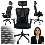 Casa si Gradina - Mobilier - Scaune si fotolii - Scaune - Scaun birou ergonomic, reglabil, cu suport lombar si tetiera, plasa mesh, maxim 120 kg, 50x50x126 cm, negru - Infinity.ro