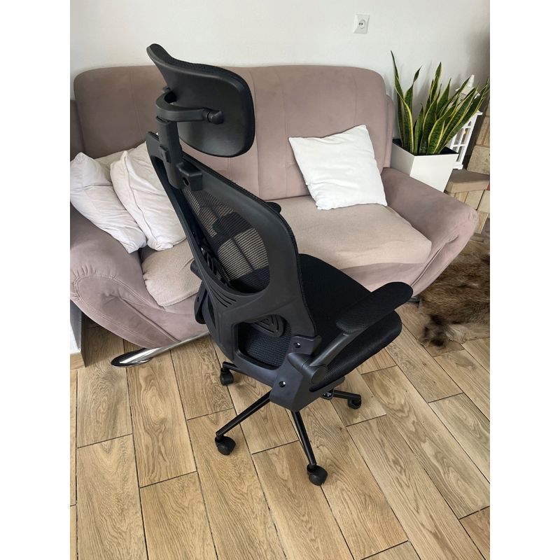 Casa si Gradina - Mobilier - Scaune si fotolii - Scaune - Scaun birou ergonomic, reglabil, cu suport lombar si tetiera, plasa mesh, maxim 120 kg, 50x50x126 cm, negru - Infinity.ro