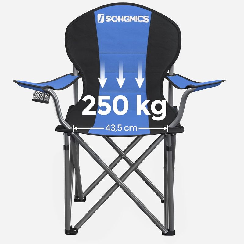 Casa si Gradina - Mobilier - Scaune si fotolii - Scaune - Scaun pliabil camping cu sezut buretat, suport bauturi, husa transport, 250 kg, 90x55x102 cm, albastru - Infinity.ro