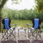 Casa si Gradina - Mobilier - Scaune si fotolii - Scaune - Scaun pliabil camping cu sezut buretat, suport bauturi, husa transport, 250 kg, 90x55x102 cm, albastru - Infinity.ro