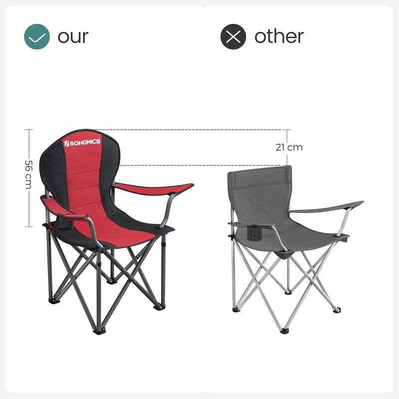 Casa si Gradina - Mobilier - Scaune si fotolii - Scaune - Scaun pliabil camping cu sezut buretat, suport bauturi, husa transport, 250 kg, 90x55x102 cm, rosu - Infinity.ro