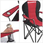 Casa si Gradina - Mobilier - Scaune si fotolii - Scaune - Scaun pliabil camping cu sezut buretat, suport bauturi, husa transport, 250 kg, 90x55x102 cm, rosu - Infinity.ro