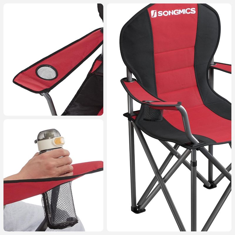 Casa si Gradina - Mobilier - Scaune si fotolii - Scaune - Scaun pliabil camping cu sezut buretat, suport bauturi, husa transport, 250 kg, 90x55x102 cm, rosu - Infinity.ro