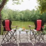 Casa si Gradina - Mobilier - Scaune si fotolii - Scaune - Scaun pliabil camping cu sezut buretat, suport bauturi, husa transport, 250 kg, 90x55x102 cm, rosu - Infinity.ro