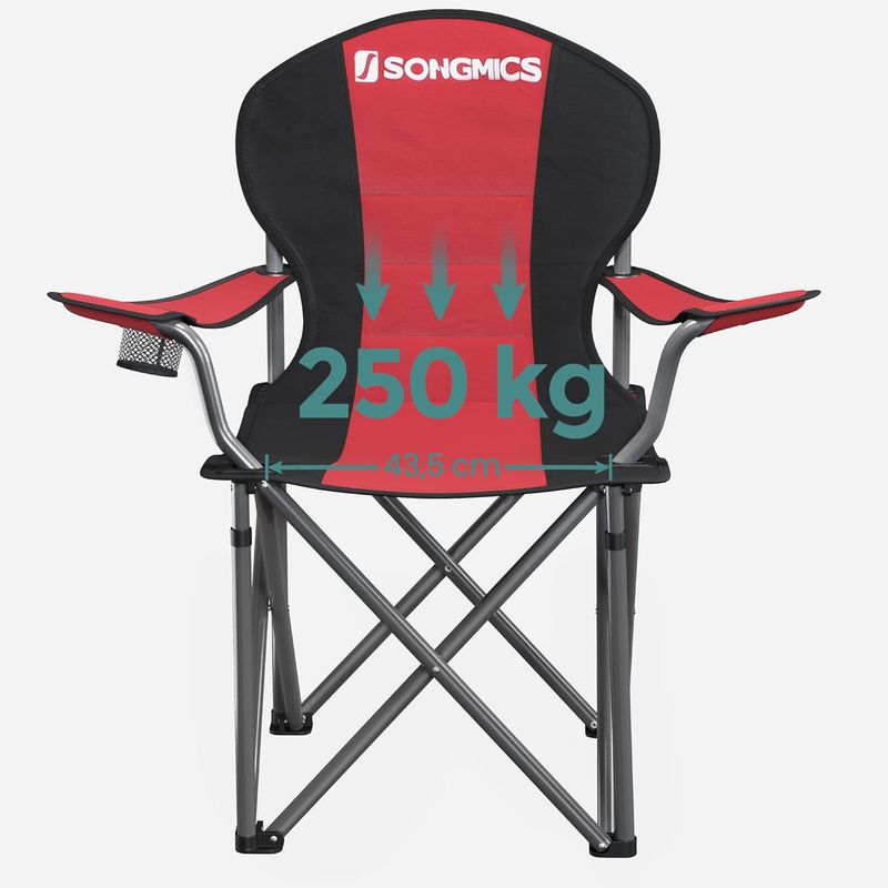 Casa si Gradina - Mobilier - Scaune si fotolii - Scaune - Scaun pliabil camping cu sezut buretat, suport bauturi, husa transport, 250 kg, 90x55x102 cm, rosu - Infinity.ro
