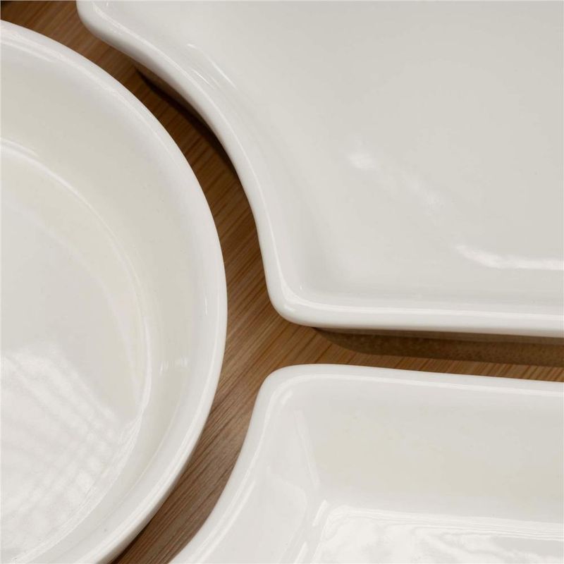 Casa si Gradina - Mobilier - Seturi de mobilier - Seturi bucatarie - Set servire rotativ platou bambus 6 boluri portelan mecanism 360, 30 cm diametru, natural alb - Infinity.ro