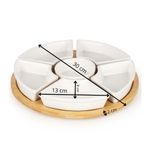 Casa si Gradina - Mobilier - Seturi de mobilier - Seturi bucatarie - Set servire rotativ platou bambus 6 boluri portelan mecanism 360, 30 cm diametru, natural alb - Infinity.ro