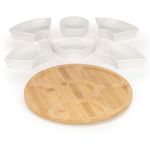 Casa si Gradina - Mobilier - Seturi de mobilier - Seturi bucatarie - Set servire rotativ platou bambus 6 boluri portelan mecanism 360, 30 cm diametru, natural alb - Infinity.ro