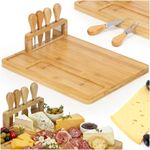 Casa si Gradina - Mobilier - Seturi de mobilier - Seturi bucatarie - Set servire branzeturi platou bambus suport cutite 4 accesorii, 35x28x8 cm, design natural, maro natur - Infinity.ro