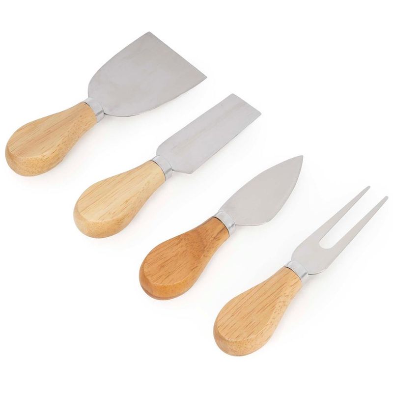Casa si Gradina - Mobilier - Seturi de mobilier - Seturi bucatarie - Set servire branzeturi platou bambus suport cutite 4 accesorii, 35x28x8 cm, design natural, maro natur - Infinity.ro
