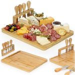 Casa si Gradina - Mobilier - Seturi de mobilier - Seturi bucatarie - Set servire branzeturi platou bambus suport cutite 4 accesorii, 35x28x8 cm, design natural, maro natur - Infinity.ro