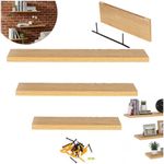 Casa si Gradina - Mobilier - Mobilier baie - Corpuri baie - Set 3 rafturi plutitoare perete mdf suport metalic 30 45 60 cm, 15 cm adancime, design modern, maro - Infinity.ro