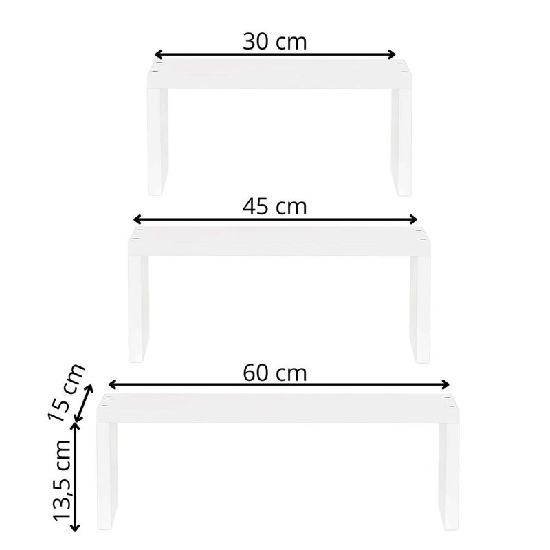 Casa si Gradina - Mobilier - Mobilier baie - Corpuri baie - Set 3 rafturi perete mdf decorative organizare 30 45 60 cm, 15 cm adancime, design modern, alb - Infinity.ro