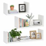 Casa si Gradina - Mobilier - Mobilier baie - Corpuri baie - Set 3 rafturi perete mdf decorative organizare 30 45 60 cm, 15 cm adancime, design modern, alb - Infinity.ro