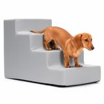 Petshop - Accesorii petshop - Culcusuri si custi - Accesorii culcusuri si custi - Scara pentru animale de companie, caini sau pisici, 4 trepte, husa detasabila, inaltime 40 cm, gri deschis - Infinity.ro