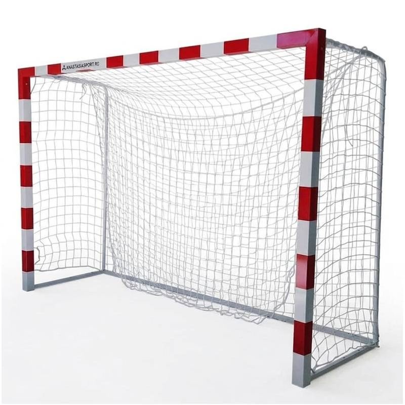 Sport si Outdoor - Sporturi de echipa - Handbal - Poarta handbal 3x2 m Anastasia Sport, aluminiu profil 80x80 mm alb cu rosu, spate otel, plasa inclusa - Infinity.ro