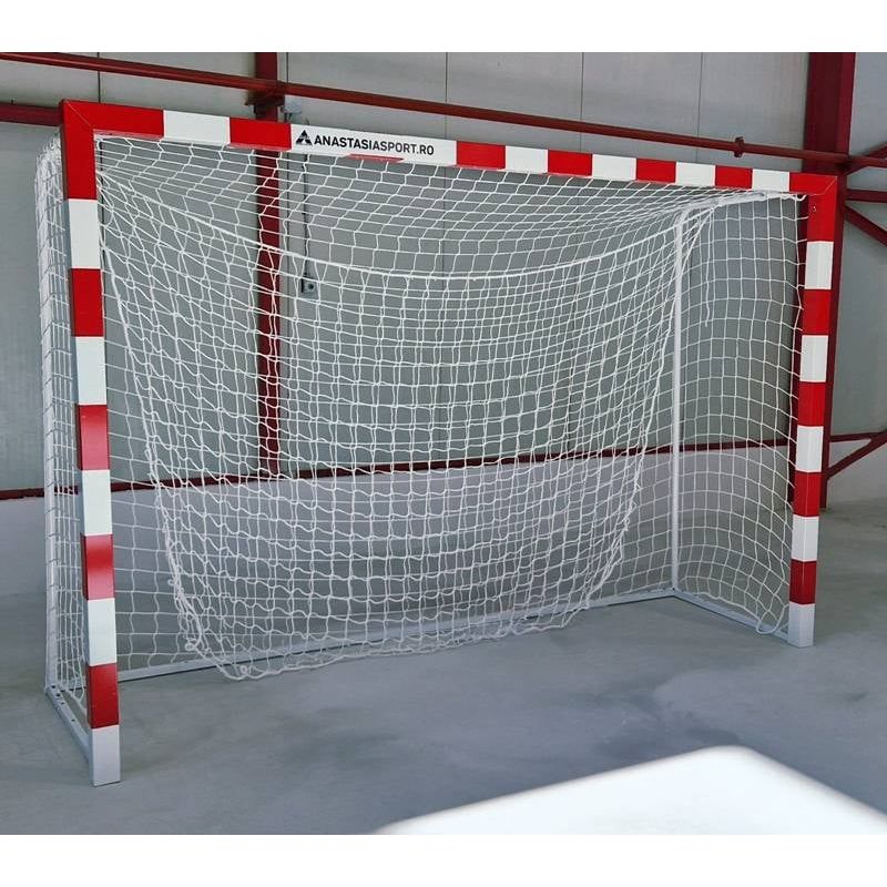 Sport si Outdoor - Sporturi de echipa - Handbal - Poarta handbal 3x2 m Anastasia Sport, aluminiu profil 80x80 mm alb cu rosu, spate otel, plasa inclusa - Infinity.ro