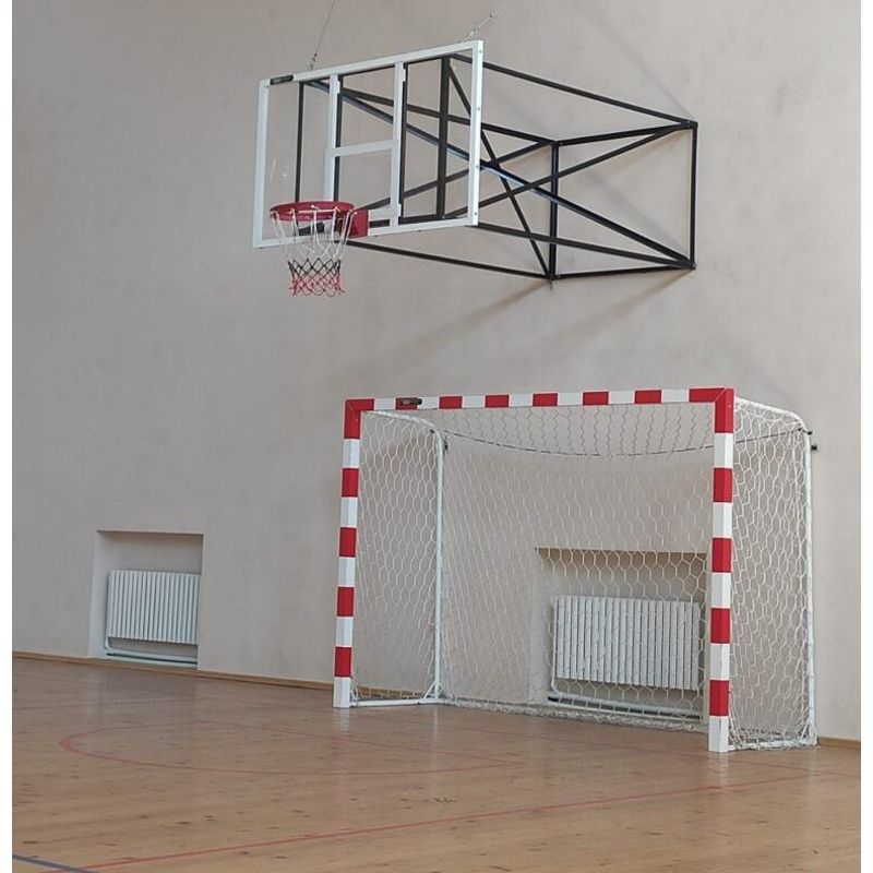 Sport si Outdoor - Sporturi de echipa - Handbal - Poarta handbal 3x2 m Anastasia Sport, aluminiu profil 80x80 mm alb cu rosu, spate otel, plasa inclusa - Infinity.ro