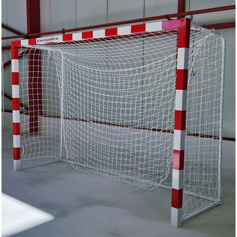 Sport si Outdoor - Sporturi de echipa - Handbal - Poarta handbal 3x2 m Anastasia Sport, aluminiu profil 80x80 mm alb cu rosu, spate otel, plasa inclusa - Infinity.ro