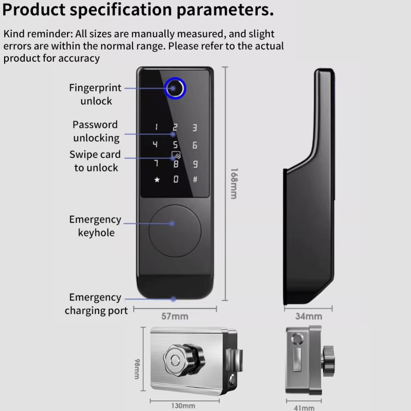 Casa si Gradina - Electrice - Smart Home - Control acces si accesorii - Yala Inteligenta de Exterior, Impermeabila,Amprenta, Cod,Card, Cheie si Control din Aplicatiei,Instalare Fara Cabluri - Infinity.ro
