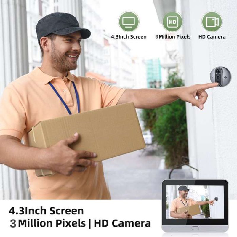 Casa si Gradina - Electrice - Smart Home - Control acces si accesorii - Vizor Electronic Smart,Camera HD 3MP, Ecran 4.3",Senzor PIR,Control Tuya, Inregistrare Foto/Video ValpaSmart - Infinity.ro