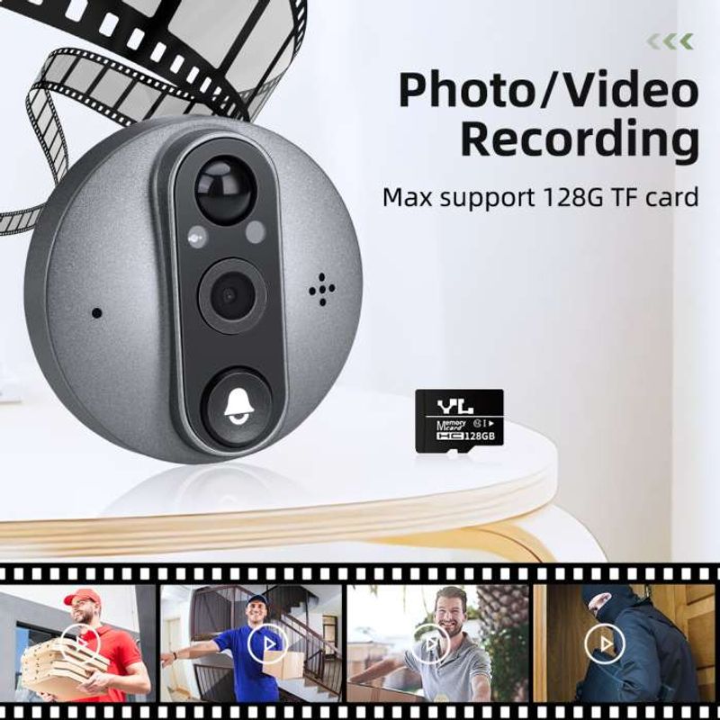 Casa si Gradina - Electrice - Smart Home - Control acces si accesorii - Vizor Electronic Smart,Camera HD 3MP, Ecran 4.3",Senzor PIR,Control Tuya, Inregistrare Foto/Video ValpaSmart - Infinity.ro