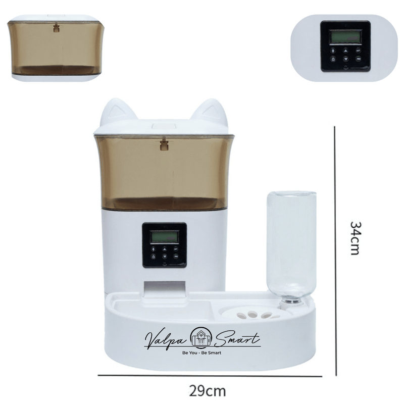 Petshop - Accesorii petshop - Castroane si adapatori - Hranitor si Adapator Automat pentru Animale – Programabil, Cu Incarcare Duala, 4L (Hrana) + 1.5L (Apa) - Infinity.ro