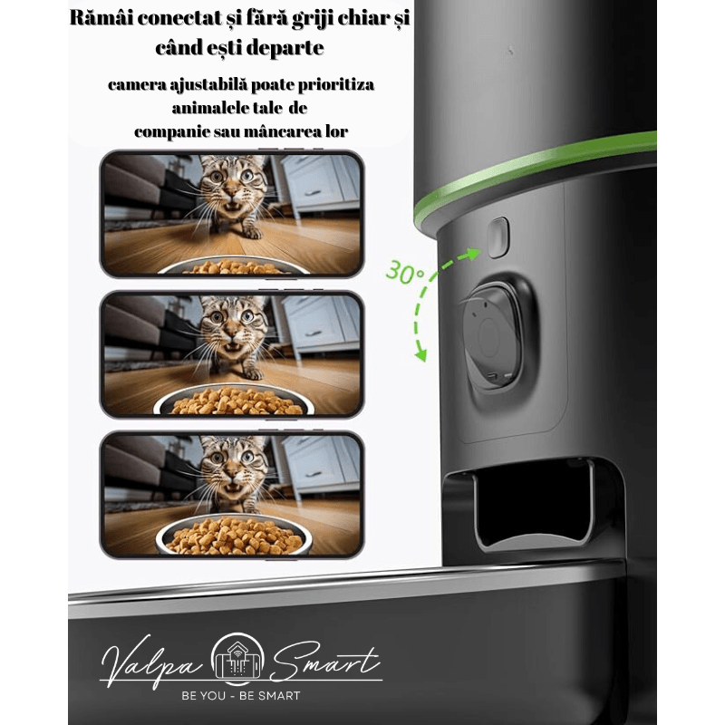 Petshop - Accesorii petshop - Castroane si adapatori - Hranitor automat inteligent cu wireless, camera video HD si alimentare duala, 4L - Infinity.ro