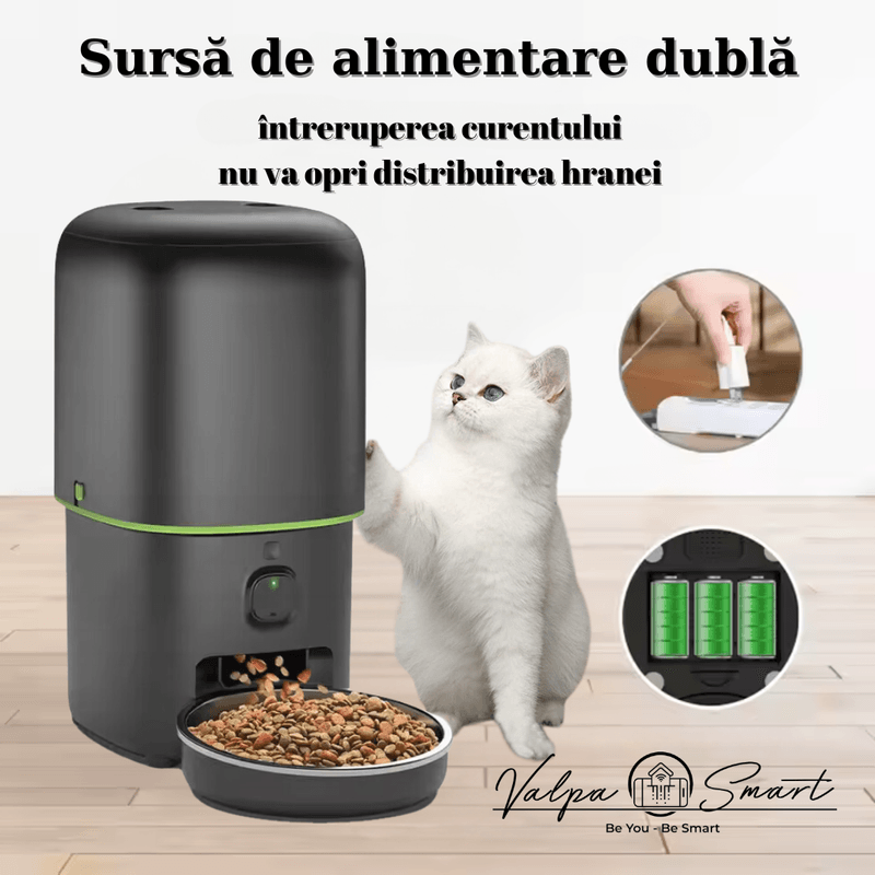 Petshop - Accesorii petshop - Castroane si adapatori - Hranitor automat inteligent cu wireless, camera video HD si alimentare duala, 4L - Infinity.ro