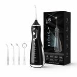 Ingrijire personala si Cosmetice - Igiena dentara - Irigatoare bucale - Irigator Bucal Profesional, Adsinio, 4 Capete,5 Trepte de Presiune, Rezervor Detasabil 300ml, Negru - Infinity.ro
