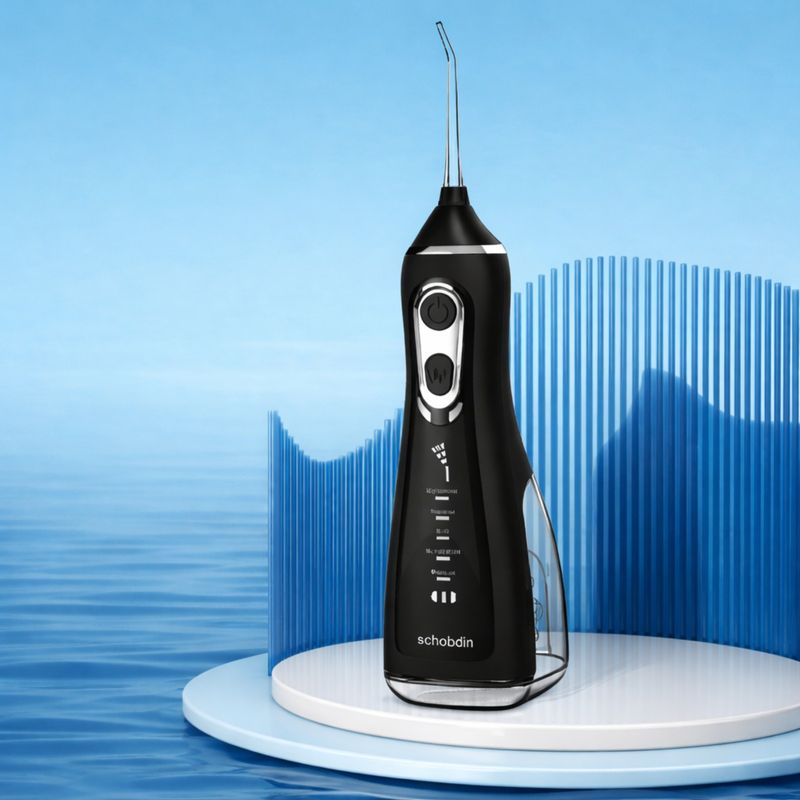 Ingrijire personala si Cosmetice - Igiena dentara - Irigatoare bucale - Irigator Bucal Profesional, Adsinio, 4 Capete,5 Trepte de Presiune, Rezervor Detasabil 300ml, Negru - Infinity.ro