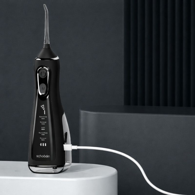Ingrijire personala si Cosmetice - Igiena dentara - Irigatoare bucale - Irigator Bucal Profesional, Adsinio, 4 Capete,5 Trepte de Presiune, Rezervor Detasabil 300ml, Negru - Infinity.ro