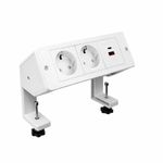 Casa si Gradina - Electrice - Prize - Priza cu Clipsare Pentru Birou, Adsinio, 2 Schuko, 1 USB-A, 1 USB-C, 16A, Incarcare Rapida, Alb - Infinity.ro