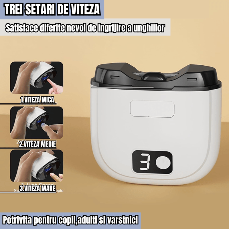 Ingrijire personala si Cosmetice - Manichiura si pedichiura - Unghiere si clesti manichiura & pedichiura - Unghiera Electrica Profesionla, Adsinio, Lama de Aliaj, 3 Viteze, Alb - Infinity.ro