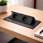 Casa si Gradina - Electrice - Prize - Priza Incorporabila in Blat, Adsinio,Retractabila, 2 Schuko, 1 USB-A, 1 USB-C, 16A, 220-240V, Negru - Infinity.ro