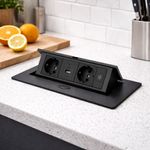 Casa si Gradina - Electrice - Prize - Priza Incorporabila in Blat, Adsinio,Retractabila, 2 Schuko, 1 USB-A, 1 USB-C, 16A, 220-240V, Negru - Infinity.ro