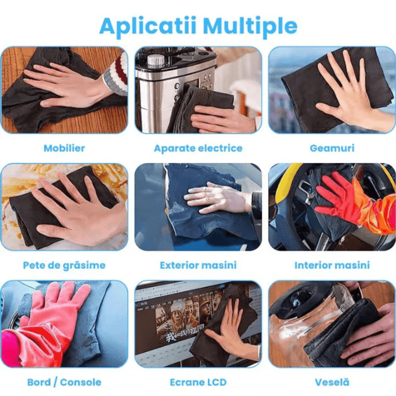 Market - Curatenie si intretinere casa - Produse bucatarie - Lavete si bureti - Set 5 lavete magice 30×30 cm, microfibra premium, fara scame si zgarieturi, absorbtie ridicata, reutilizabile - Infinity.ro