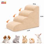 Petshop - Accesorii petshop - Culcusuri si custi - Accesorii culcusuri si custi - Scara pentru Caini si Pisici Linomag® 4 Trepte, Antiderapanta, Spuma Densa, Husa Detasabila si Lavabila, Bej - Infinity.ro