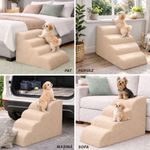 Petshop - Accesorii petshop - Culcusuri si custi - Accesorii culcusuri si custi - Scara pentru Caini si Pisici Linomag® 4 Trepte, Antiderapanta, Spuma Densa, Husa Detasabila si Lavabila, Bej - Infinity.ro