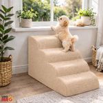 Petshop - Accesorii petshop - Culcusuri si custi - Accesorii culcusuri si custi - Scara pentru Caini si Pisici Linomag® 4 Trepte, Antiderapanta, Spuma Densa, Husa Detasabila si Lavabila, Bej - Infinity.ro