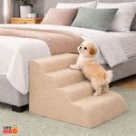 Petshop - Accesorii petshop - Culcusuri si custi - Accesorii culcusuri si custi - Scara pentru Caini si Pisici Linomag® 4 Trepte, Antiderapanta, Spuma Densa, Husa Detasabila si Lavabila, Bej - Infinity.ro