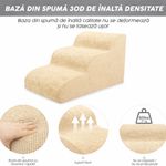 Petshop - Accesorii petshop - Culcusuri si custi - Accesorii culcusuri si custi - Scara pentru Caini si Pisici Linomag®, 3 Trepte, Antiderapanta, Spuma Densa, Husa Detasabila si Lavabila, Bej - Infinity.ro