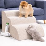 Petshop - Accesorii petshop - Culcusuri si custi - Accesorii culcusuri si custi - Scara pentru Caini si Pisici Linomag®, 3 Trepte, Antiderapanta, Spuma Densa, Husa Detasabila si Lavabila, Bej - Infinity.ro