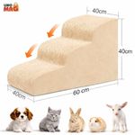 Petshop - Accesorii petshop - Culcusuri si custi - Accesorii culcusuri si custi - Scara pentru Caini si Pisici Linomag®, 3 Trepte, Antiderapanta, Spuma Densa, Husa Detasabila si Lavabila, Bej - Infinity.ro